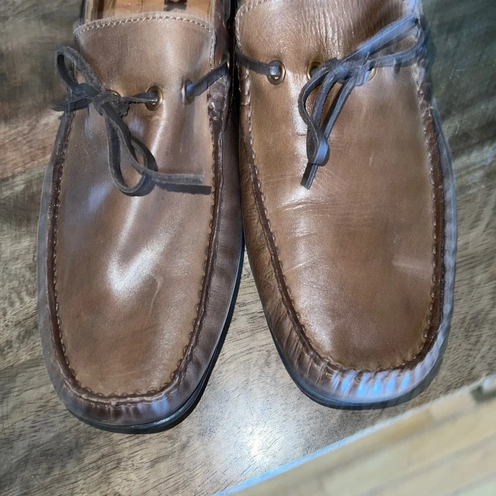 GBX Henley Mens Brown Leather Boat Shoes Loafers Driving Casual Size 10‎ D